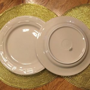 2 Longaberger pottery dinner plates. 10 inch. Set of two. Ivory. Set #5 of 5